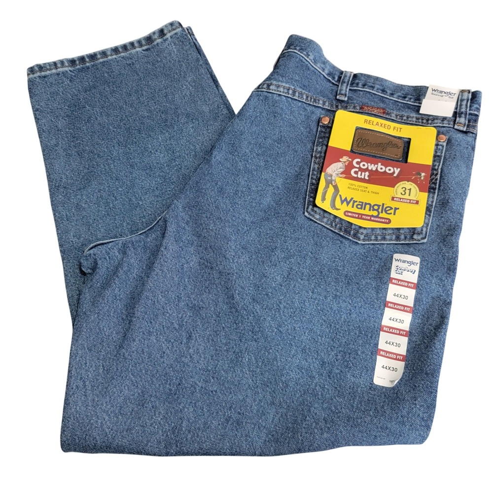 Wrangler Cowboy Cut Jeans Mens‎ 44x30 Blue Relaxed Fit 1031MWZGK Rodeo Rugged